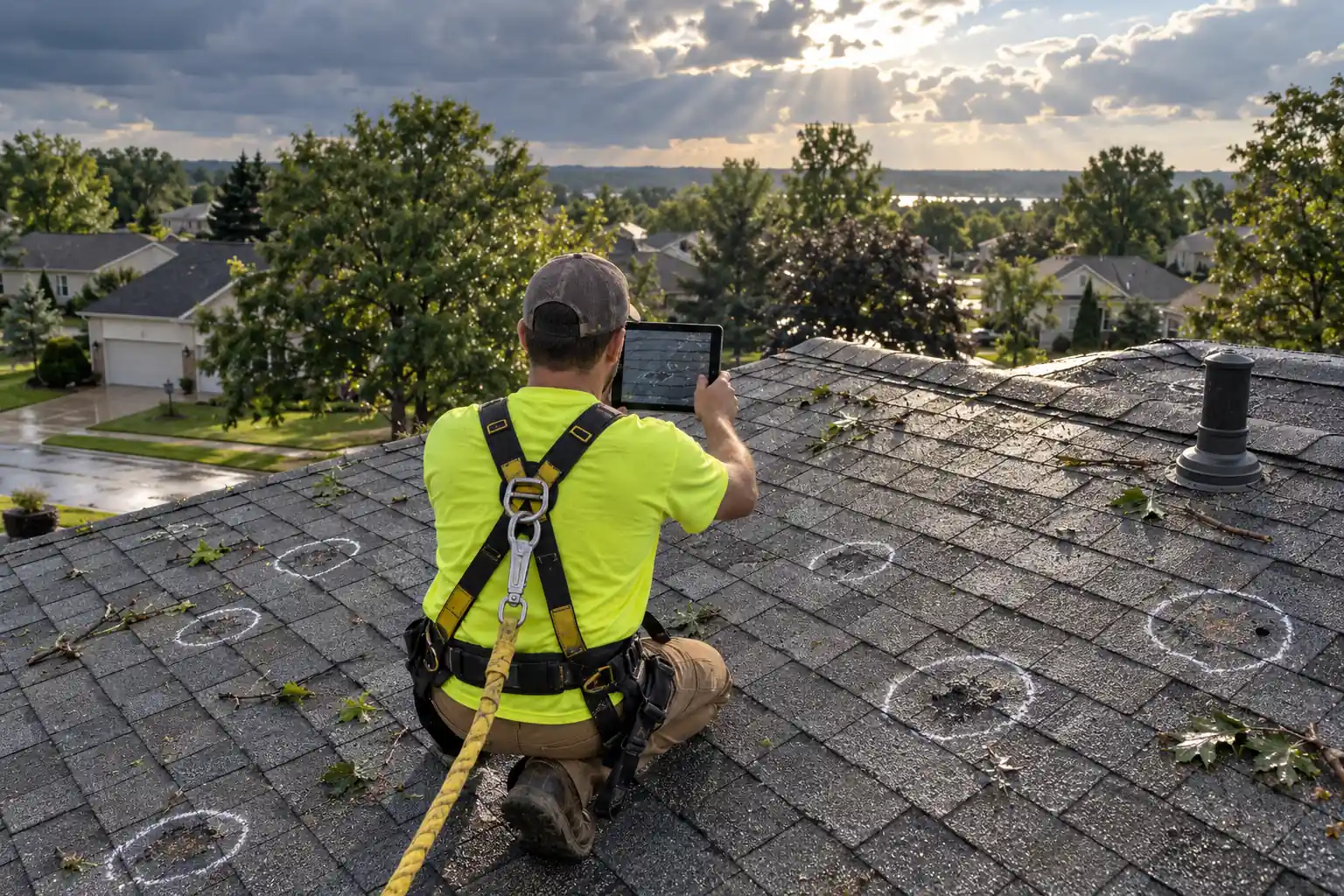 Hail damage roof inspection Davenport IA